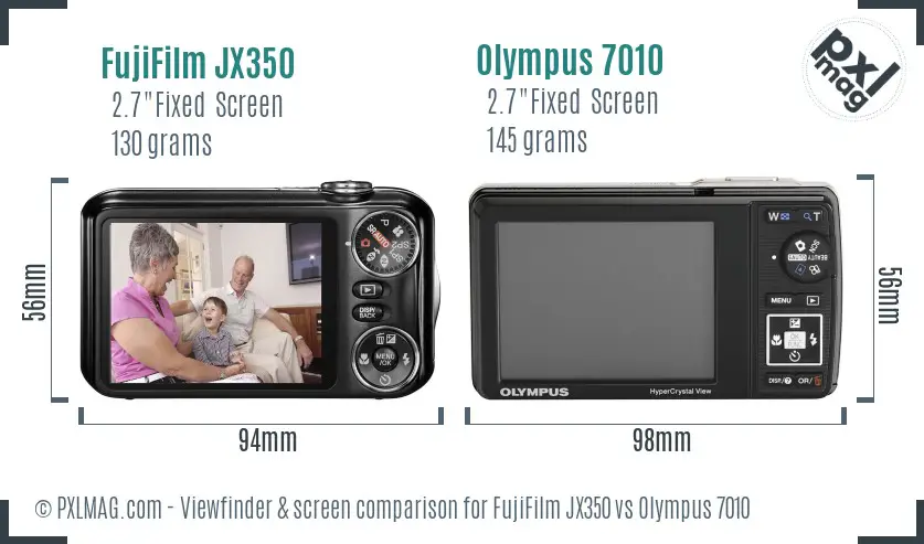 FujiFilm JX350 vs Olympus 7010 Screen and Viewfinder comparison