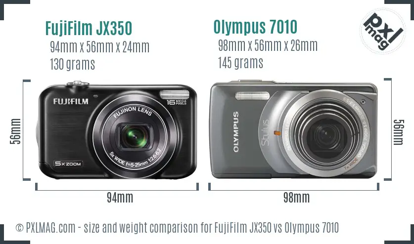 FujiFilm JX350 vs Olympus 7010 size comparison