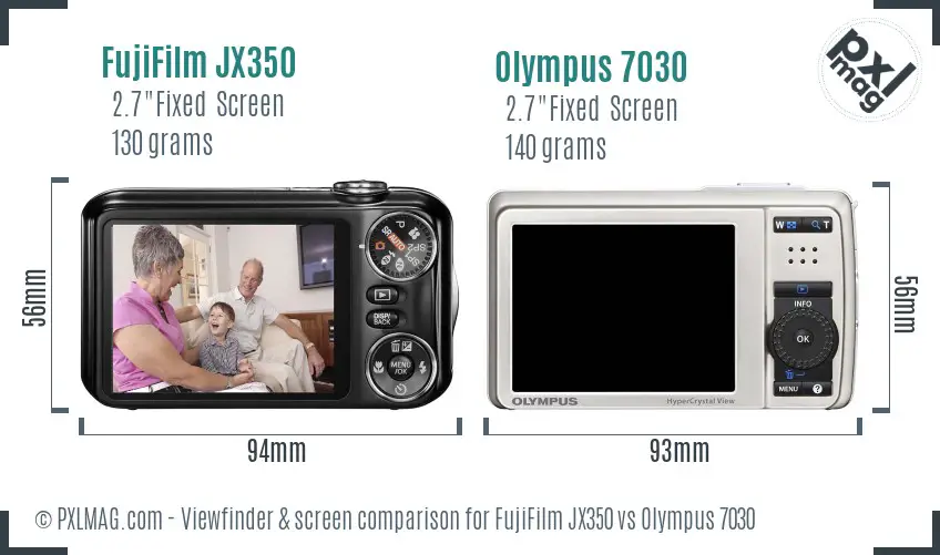 FujiFilm JX350 vs Olympus 7030 Screen and Viewfinder comparison