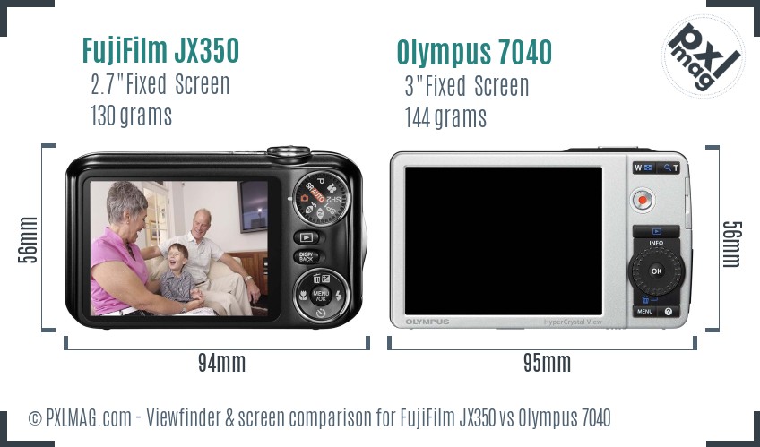 FujiFilm JX350 vs Olympus 7040 Screen and Viewfinder comparison