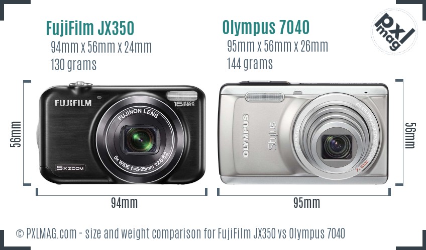 FujiFilm JX350 vs Olympus 7040 size comparison