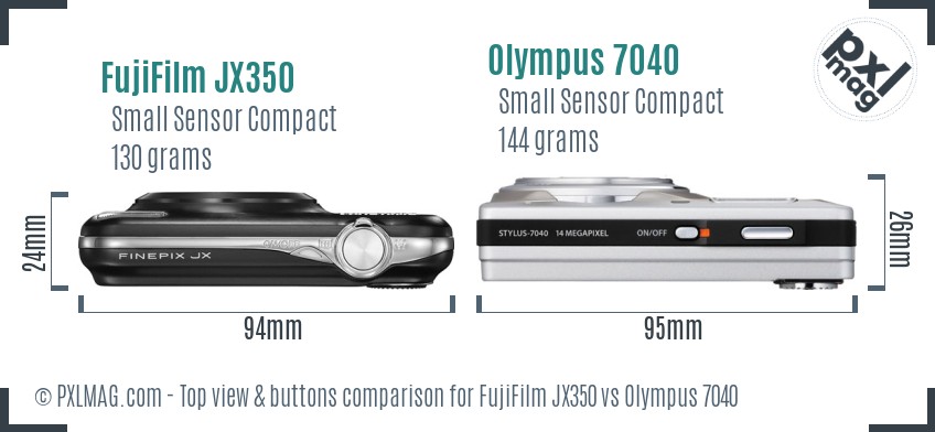FujiFilm JX350 vs Olympus 7040 top view buttons comparison