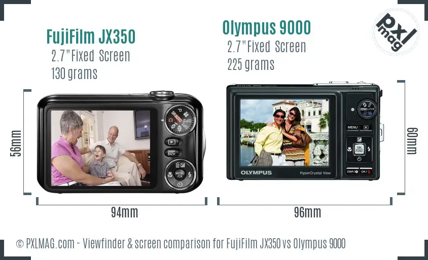 FujiFilm JX350 vs Olympus 9000 Screen and Viewfinder comparison FujiFilm JX350 vs Olympus 9000 Screen and Viewfinder comparison