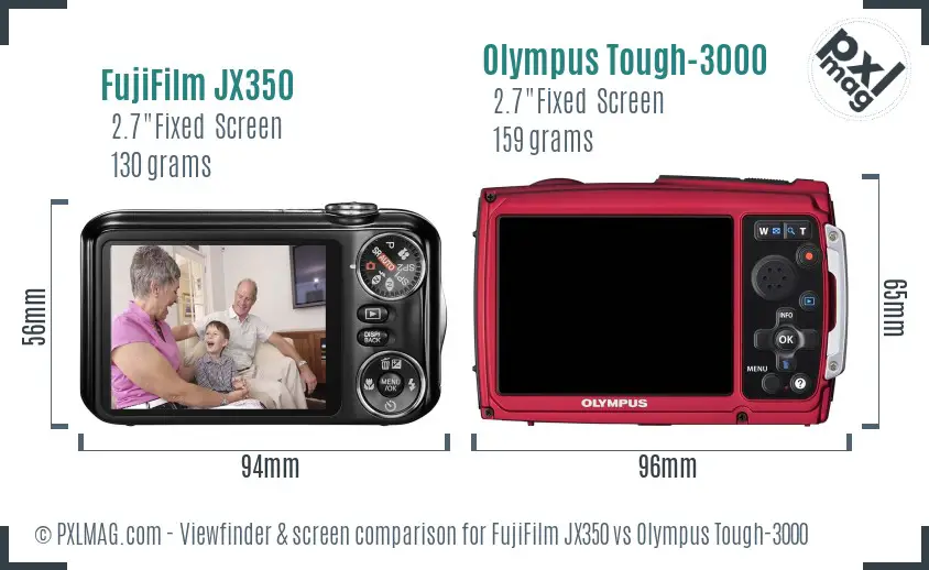 FujiFilm JX350 vs Olympus Tough-3000 Screen and Viewfinder comparison