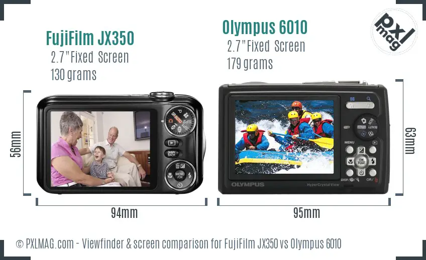 FujiFilm JX350 vs Olympus 6010 Screen and Viewfinder comparison