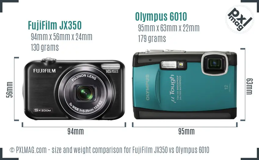 FujiFilm JX350 vs Olympus 6010 size comparison