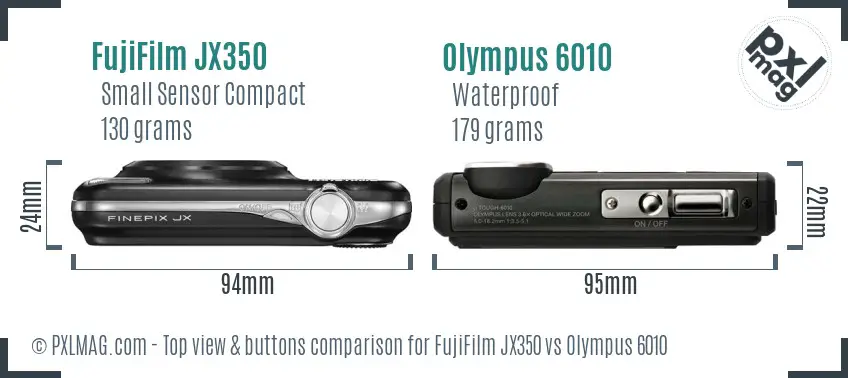 FujiFilm JX350 vs Olympus 6010 top view buttons comparison