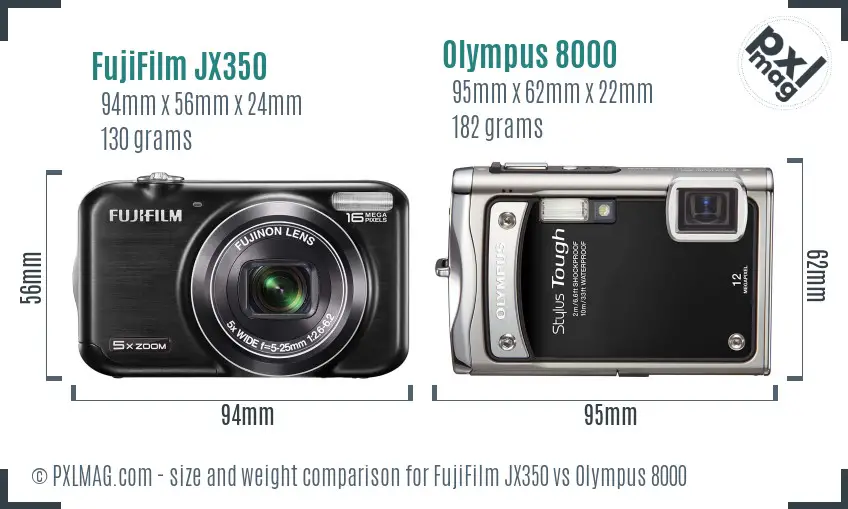 FujiFilm JX350 vs Olympus 8000 size comparison