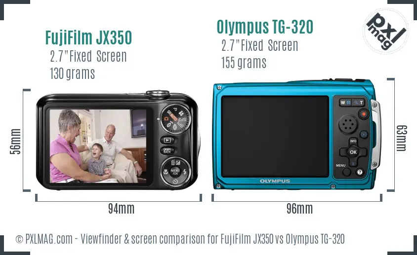 FujiFilm JX350 vs Olympus TG-320 Screen and Viewfinder comparison