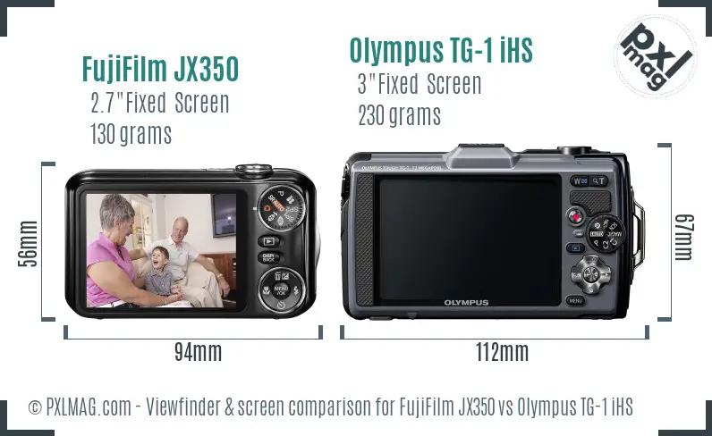 FujiFilm JX350 vs Olympus TG-1 iHS Screen and Viewfinder comparison