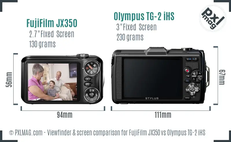 FujiFilm JX350 vs Olympus TG-2 iHS Screen and Viewfinder comparison