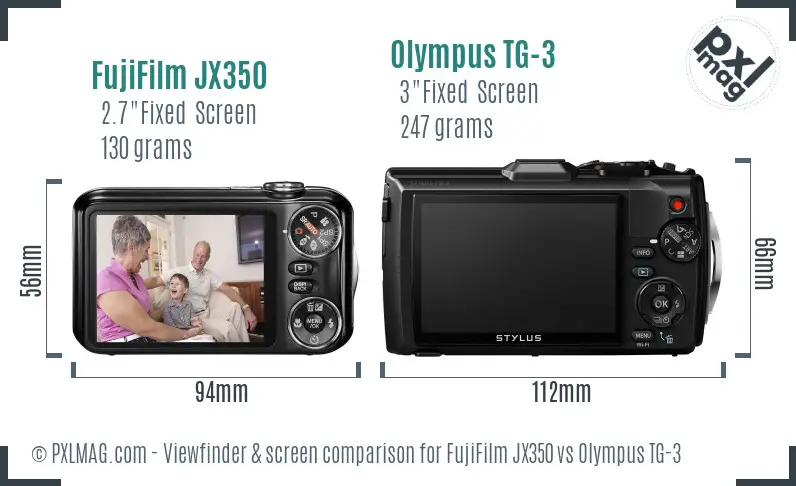 FujiFilm JX350 vs Olympus TG-3 Screen and Viewfinder comparison FujiFilm JX350 vs Olympus TG-3 Screen and Viewfinder comparison
