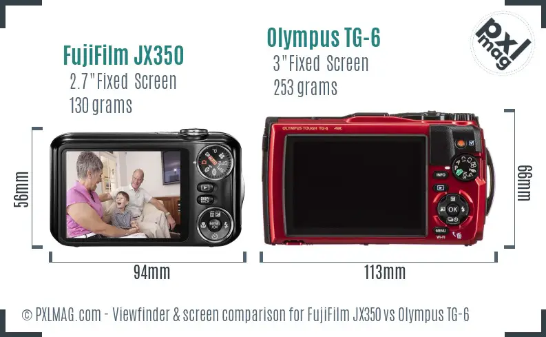 FujiFilm JX350 vs Olympus TG-6 Screen and Viewfinder comparison FujiFilm JX350 vs Olympus TG-6 Screen and Viewfinder comparison