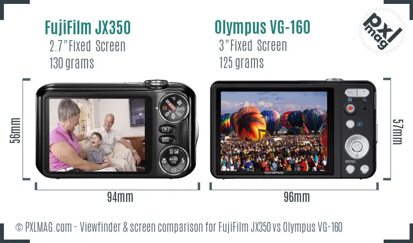 FujiFilm JX350 vs Olympus VG-160 Screen and Viewfinder comparison FujiFilm JX350 vs Olympus VG-160 Screen and Viewfinder comparison
