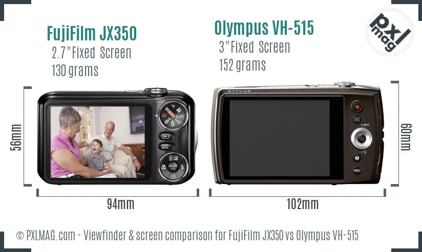 FujiFilm JX350 vs Olympus VH-515 Screen and Viewfinder comparison