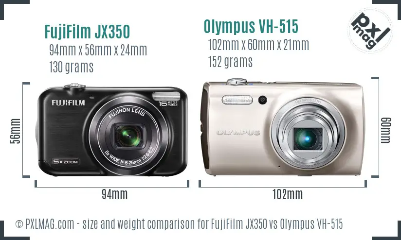 FujiFilm JX350 vs Olympus VH-515 size comparison