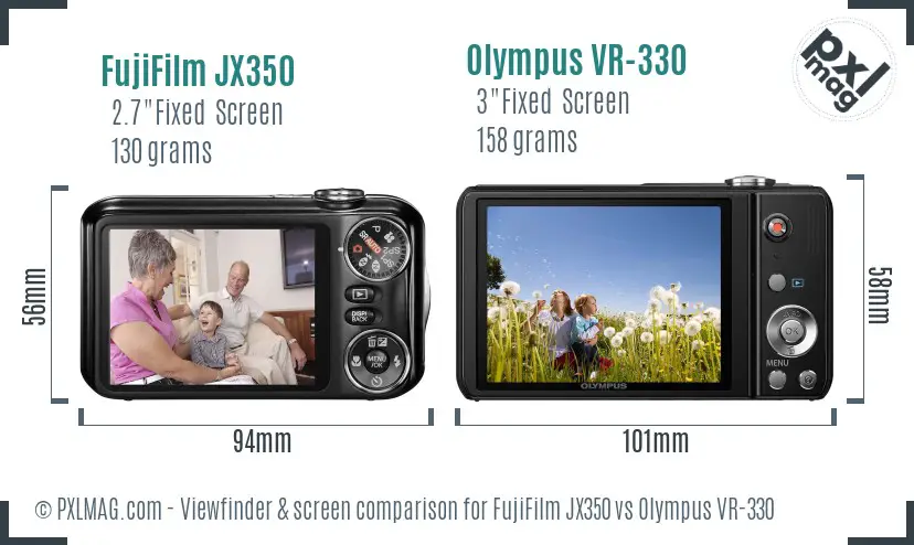 FujiFilm JX350 vs Olympus VR-330 Screen and Viewfinder comparison