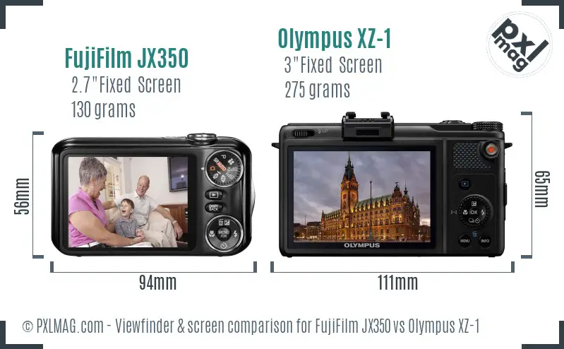 FujiFilm JX350 vs Olympus XZ-1 Screen and Viewfinder comparison
