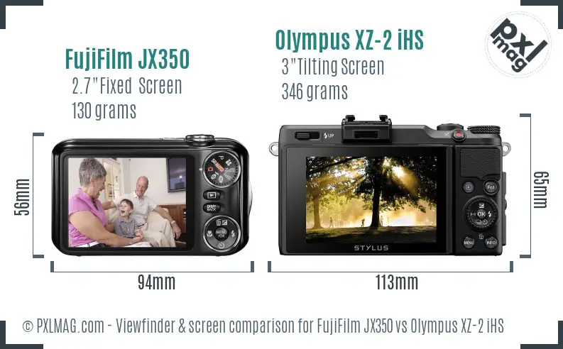 FujiFilm JX350 vs Olympus XZ-2 iHS Screen and Viewfinder comparison