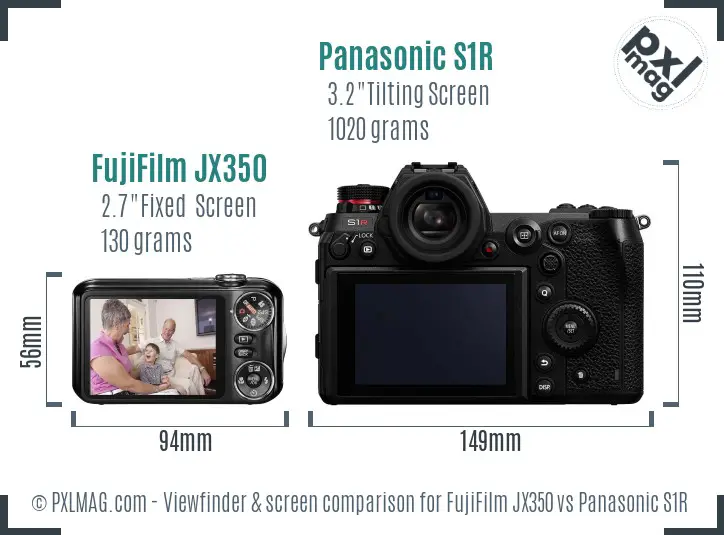 FujiFilm JX350 vs Panasonic S1R Screen and Viewfinder comparison