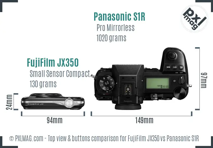 FujiFilm JX350 vs Panasonic S1R top view buttons comparison