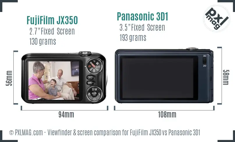 FujiFilm JX350 vs Panasonic 3D1 Screen and Viewfinder comparison