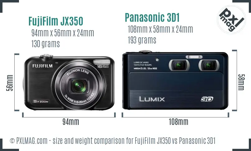 FujiFilm JX350 vs Panasonic 3D1 size comparison