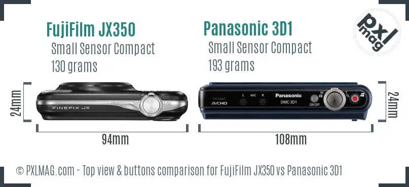 FujiFilm JX350 vs Panasonic 3D1 top view buttons comparison
