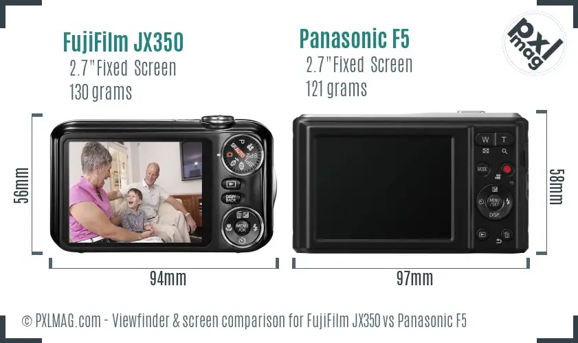 FujiFilm JX350 vs Panasonic F5 Screen and Viewfinder comparison