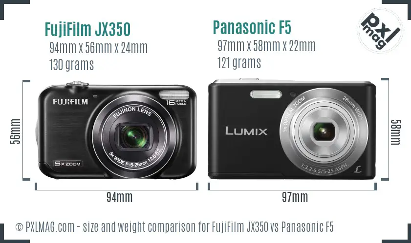 FujiFilm JX350 vs Panasonic F5 size comparison