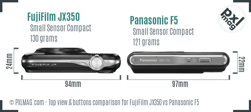 FujiFilm JX350 vs Panasonic F5 top view buttons comparison