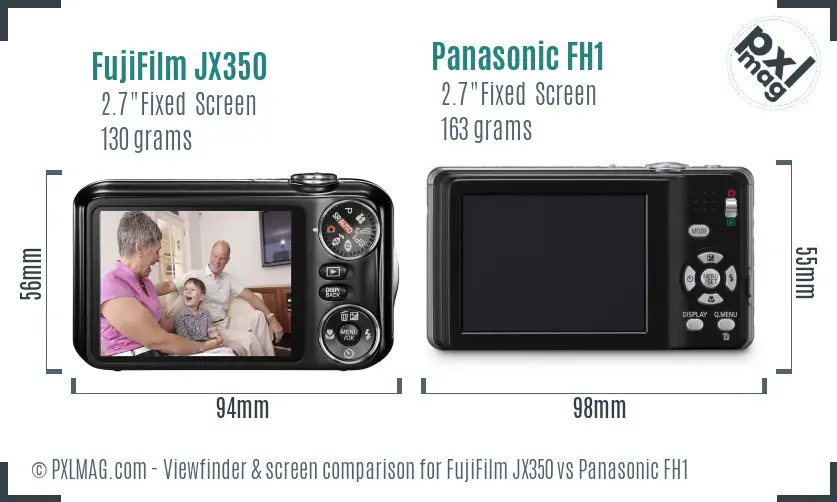 FujiFilm JX350 vs Panasonic FH1 Screen and Viewfinder comparison