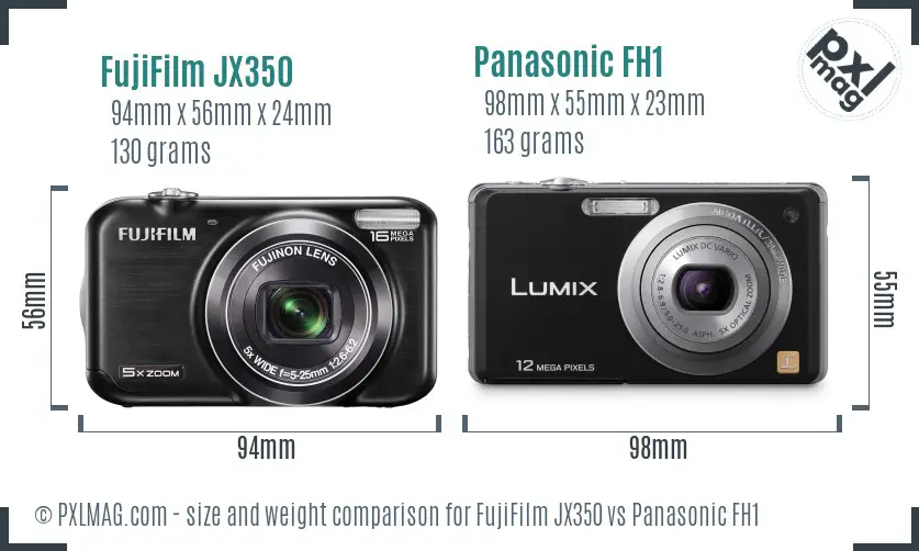 FujiFilm JX350 vs Panasonic FH1 size comparison