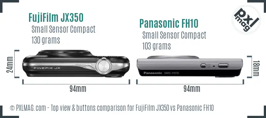 FujiFilm JX350 vs Panasonic FH10 top view buttons comparison