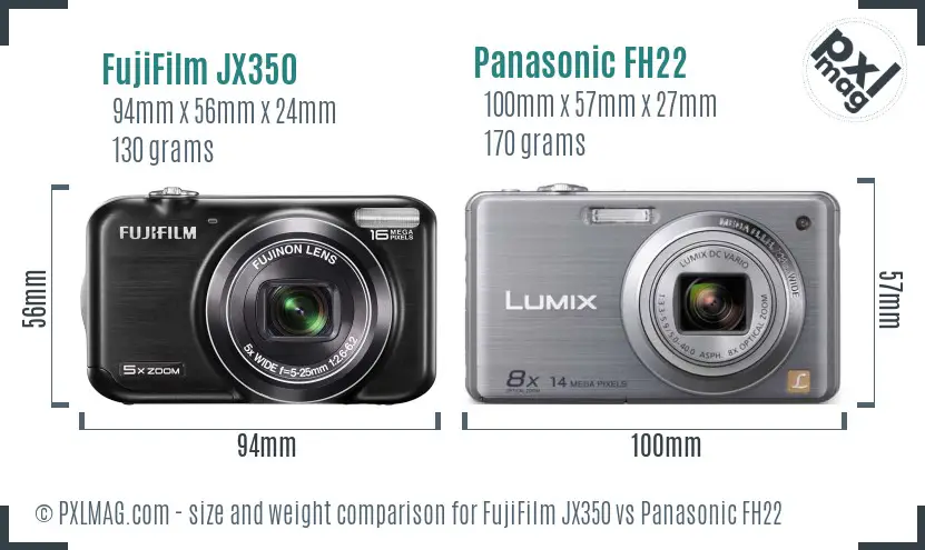 FujiFilm JX350 vs Panasonic FH22 size comparison