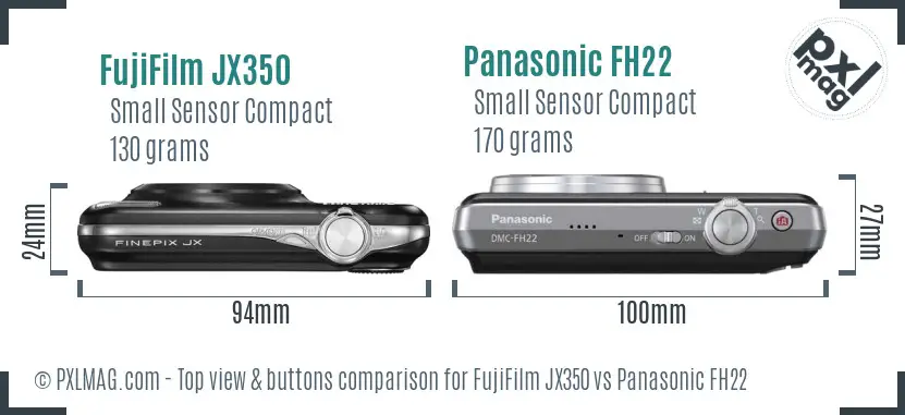 FujiFilm JX350 vs Panasonic FH22 top view buttons comparison