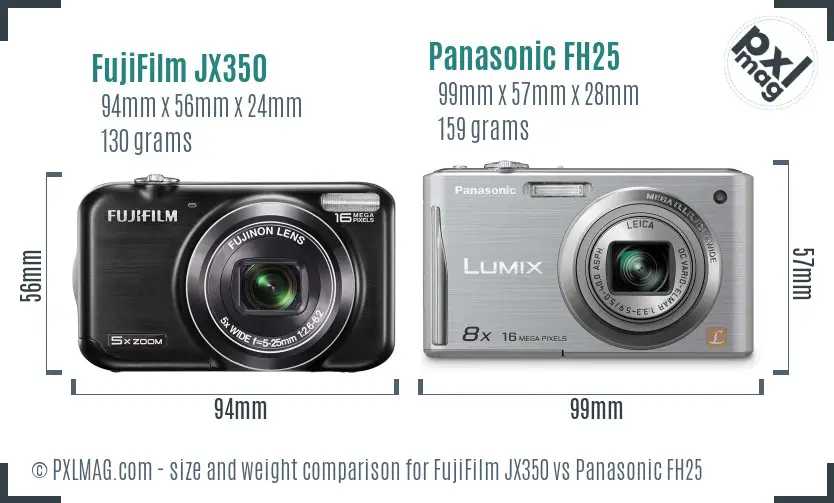 FujiFilm JX350 vs Panasonic FH25 size comparison FujiFilm JX350 vs Panasonic FH25 size comparison