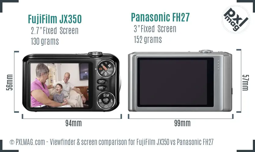 FujiFilm JX350 vs Panasonic FH27 Screen and Viewfinder comparison