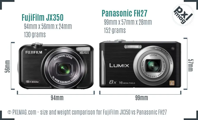 FujiFilm JX350 vs Panasonic FH27 size comparison
