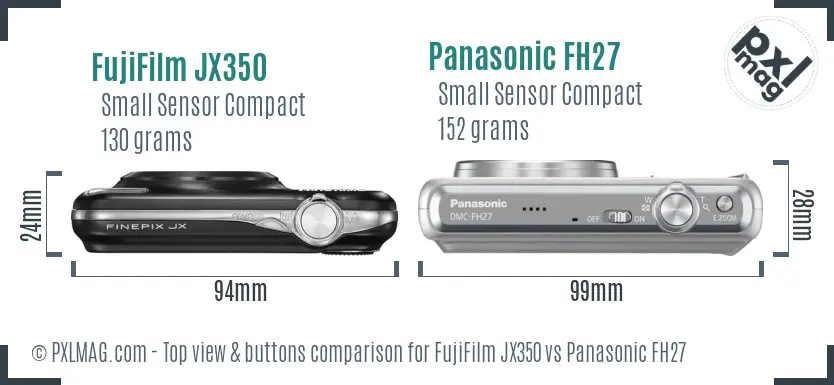 FujiFilm JX350 vs Panasonic FH27 top view buttons comparison