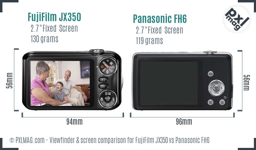 FujiFilm JX350 vs Panasonic FH6 Screen and Viewfinder comparison