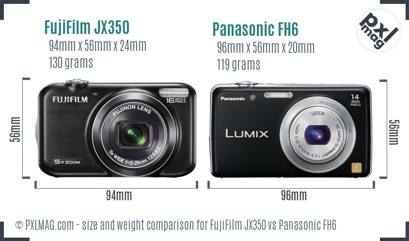 FujiFilm JX350 vs Panasonic FH6 size comparison FujiFilm JX350 vs Panasonic FH6 size comparison