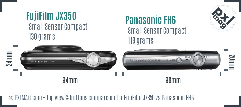 FujiFilm JX350 vs Panasonic FH6 top view buttons comparison