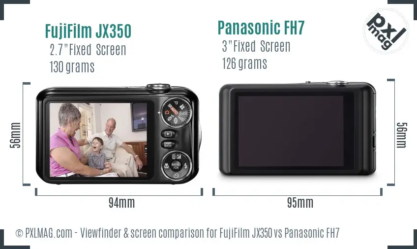 FujiFilm JX350 vs Panasonic FH7 Screen and Viewfinder comparison FujiFilm JX350 vs Panasonic FH7 Screen and Viewfinder comparison