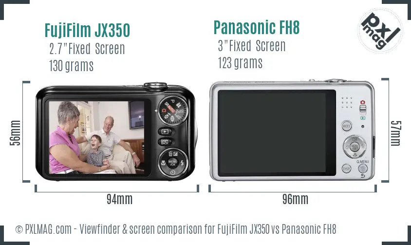 FujiFilm JX350 vs Panasonic FH8 Screen and Viewfinder comparison