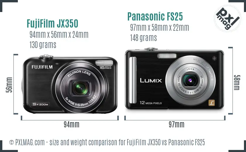 FujiFilm JX350 vs Panasonic FS25 size comparison