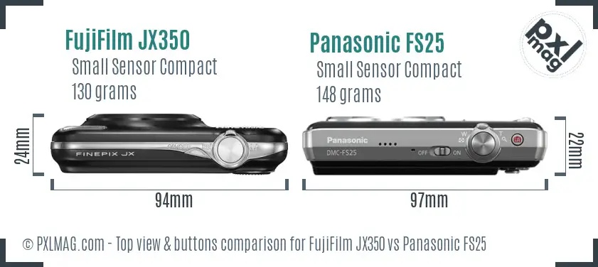 FujiFilm JX350 vs Panasonic FS25 top view buttons comparison