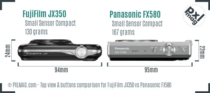 FujiFilm JX350 vs Panasonic FX580 top view buttons comparison
