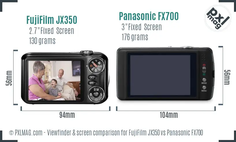 FujiFilm JX350 vs Panasonic FX700 Screen and Viewfinder comparison