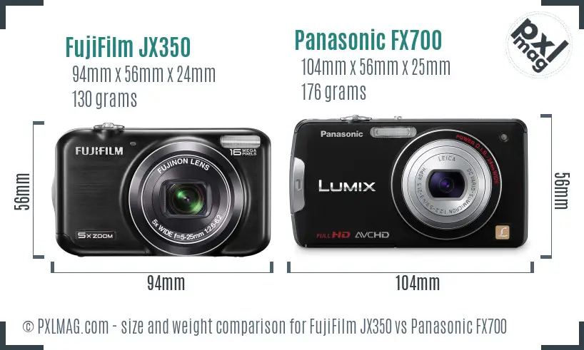 FujiFilm JX350 vs Panasonic FX700 size comparison
